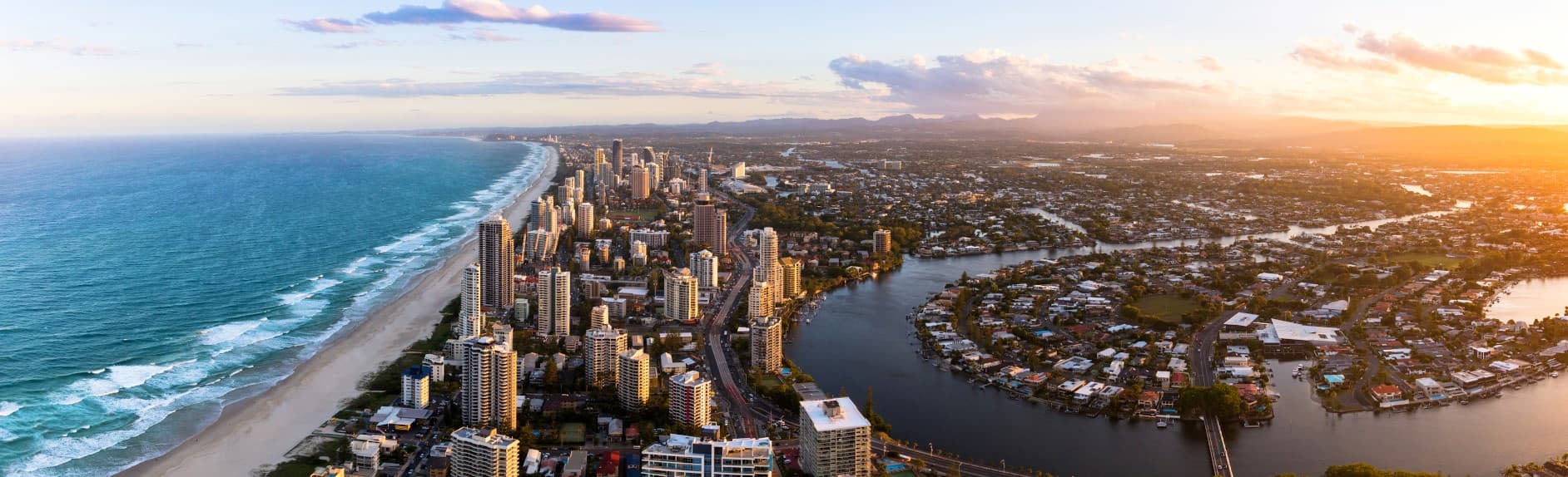 Panorama of Southern Gold Coast looking towards Broadbeach Barker